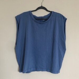 Aerie Slouchy Cut Off Sleeve Top Light Blue - Medium